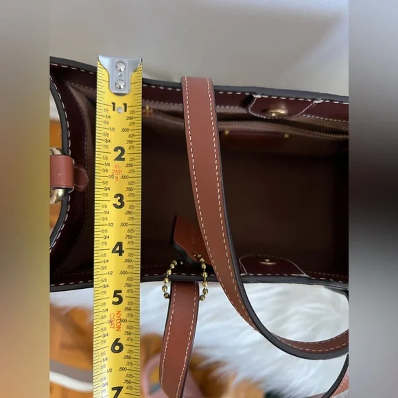 Coach Canvas Tote with Brown Leather Trim - Picture 12 of 16